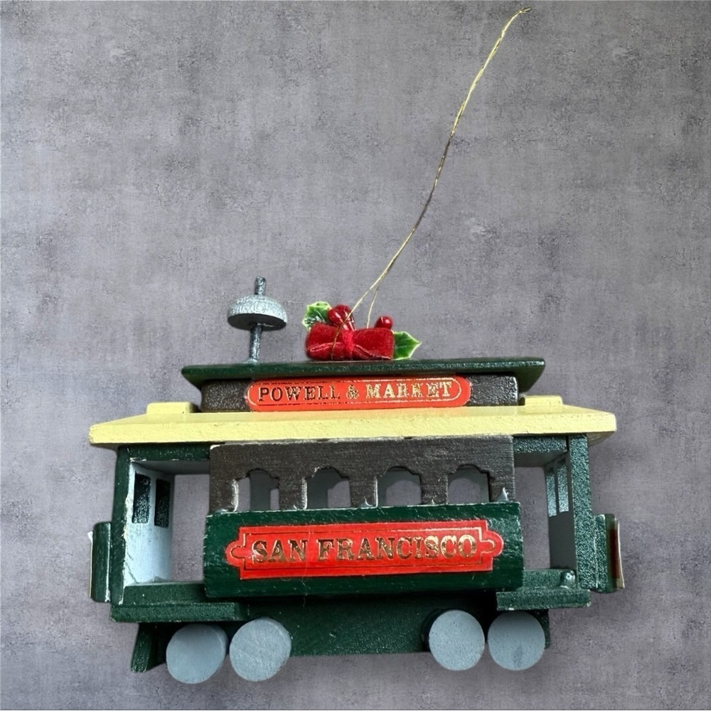 Vintage San Francisco Powell & Market Wood Train Car Trolley Christmas Ornament - Picture 5 of 6